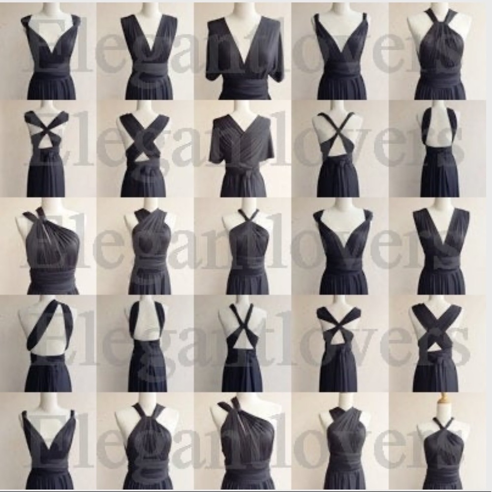 AVA Infinity Dress or Convertible Dress, Black, maxi length, spandex, Size 10 - Picture 6 of 15